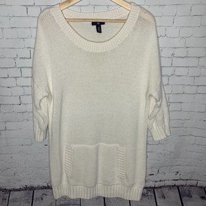 Women's White Gap Sweater Dress M Tunic Neutral Off White Top Shirt Blouse
